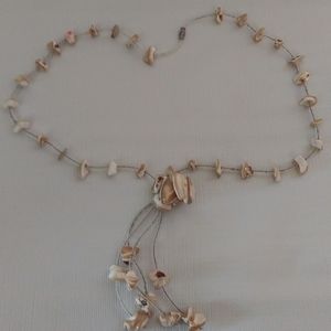Beaded brown white shell 10inches necklace